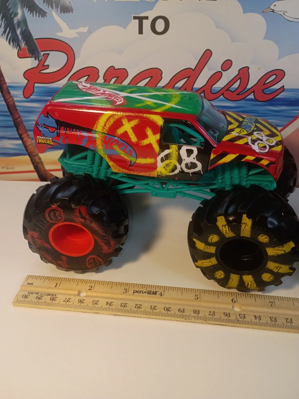 Lot Of 2 Hot Wheels Monster Trucks Demolition Graffiti #68 1/24 &1/64